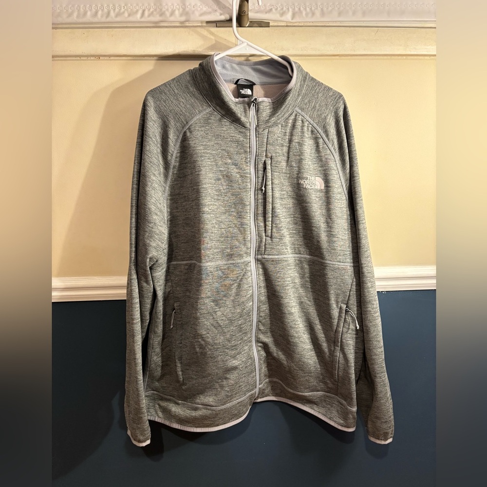 The North Face Men's Heathered Gray Zip-Up Jacket, Size XXL